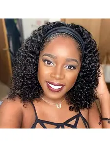 14-Inch Short Curly Hair Wig, Fashion Synthetic Half Head Wig with Elastic Band, Voluminous Curl, Natural Look, Casual or Special Occasion, Kinky Curly Wigs, Black Women Wigs