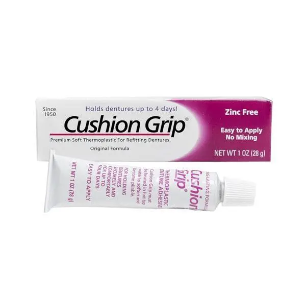 Cushion Grip Thermoplastic Denture Adhesive – Refits & Tightens Loose Dentures - 1 oz