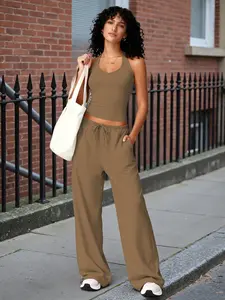 Women's Casual Set, Sports Tank Top and Wide Leg Pants, Athletic Tracksuit Set, Comfortable Fashion Women's Clothing, Skin-Friendly Fabric, Casual Sportswear, Perfect for Daily Wear