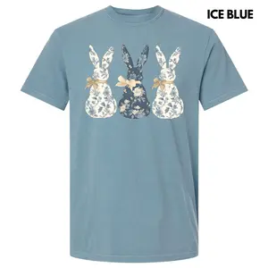 Fancy Floral Bunny Trio Comfort Colors T-Shirt 'NLB'