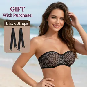 HSIA Leopard Luxe Women's Convertible Strapless Minimizer Bandeau Bra Underwire Unlined for Large Bust