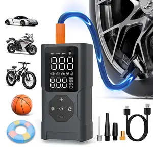 Portable Tire Inflator & 150PSI Cordless Air Compressor, 2000mAh Power Bank, Digital Pressure Gauge, Emergency LED Light, USB-C Rechargeable Air Pump for Car Tires, Motorcycles, Bikes, Balls, Compact Road Trip Essentials