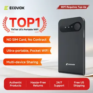 ECOVOX Global eSIM Hotspot Auto-Switch AT&T/T-Mobile/Verizon 150Mbps 4G LTE FCC Certified Pocket-Sized for Airport RV Tinder Date Rescue Free 1GB Data 86g