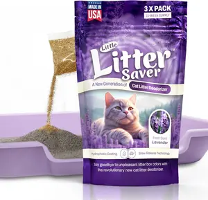 Little Litter Saver - 3 Pack 15-Week Supply Lavender Scented Cat Litter Deodorizer with Slow Release Technology & Hydrophobic Coating
