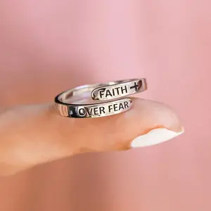 New alloy adjustable open ring with several crosses symbolizing faith over fear, available for sale