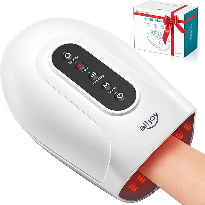 ALLJOY Cordless Electric Hand Massager with Heat & Compression, for Arthritis, Carpal Tunnel & Finger Numbness Relief, Ideal Hand Therapy Massager for Home & Office Use, Portable Relaxation Gifts for Men & Women, Hand Relief, Hand-Based Massage Devices