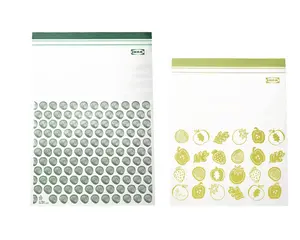 IKEA ISTAD Reusable Resealable Storage Bags Patterned Green 6 & 5 Qt Leak-Proof Food-Safe Containers
