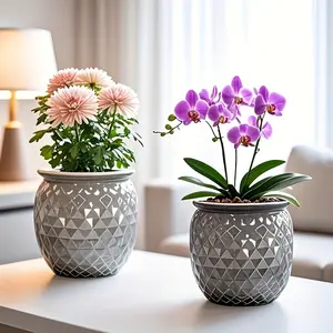 Set of 2 Contemporary Self-Watering Planters with an Automatic Irrigation System, Made from Sturdy Plastic. Ideal for Both Indoor And Outdoor Settings, Featuring a Space-Efficient Design And Easy-To-Hold Handles gardening gift home decor