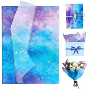 50 Sheets 20x14 Inch -Blue Gradient Tissue Paper Bulk, Pastel Turquoise Starry Sky Galaxy  Wrapping Tissue for  Shower, Birthday, Wedding, Christmas, DIY  Packaging, Bouquet Wrapping