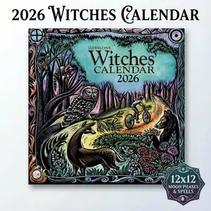 2026 Witches Calendar 12x12 - Moon Phases & Spells Wall Planner - Gothic Home Decor Art for Witchy Aesthetic