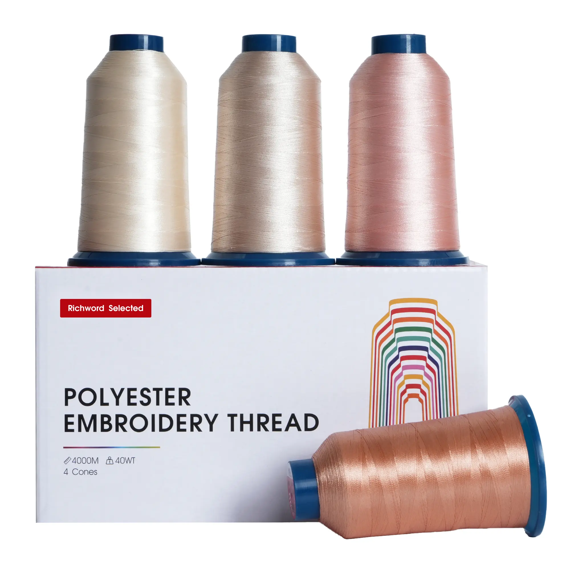 BAI 4-Roll 40WT 108D/2 Polyester Embroidery Thread Set, 4000M Large Spools, Color Set Options, for Home & Commercial Embroidery Machines