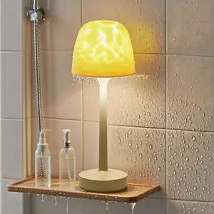 Shower Lamp - Waterproof Bathroom Lamp with 16 Color Ocean Wave Projector, Rechargeable Shower Light with Touch & Remote Control, Cordless Light for Inside Shower/Bathtub