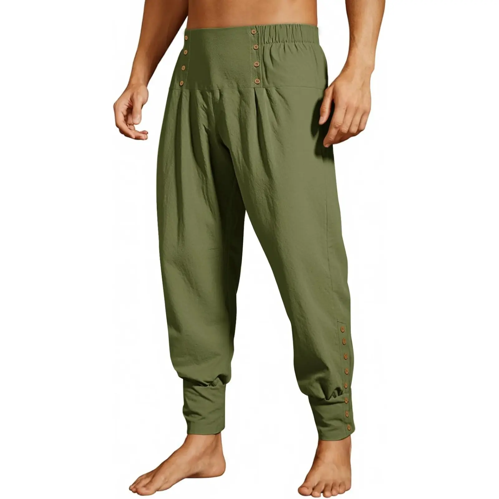 Runcati Mens Medieval Pirate Pants Renaissance Viking Ankle Ren Faire Pants Colonial Gothic Halloween Costume Trousers