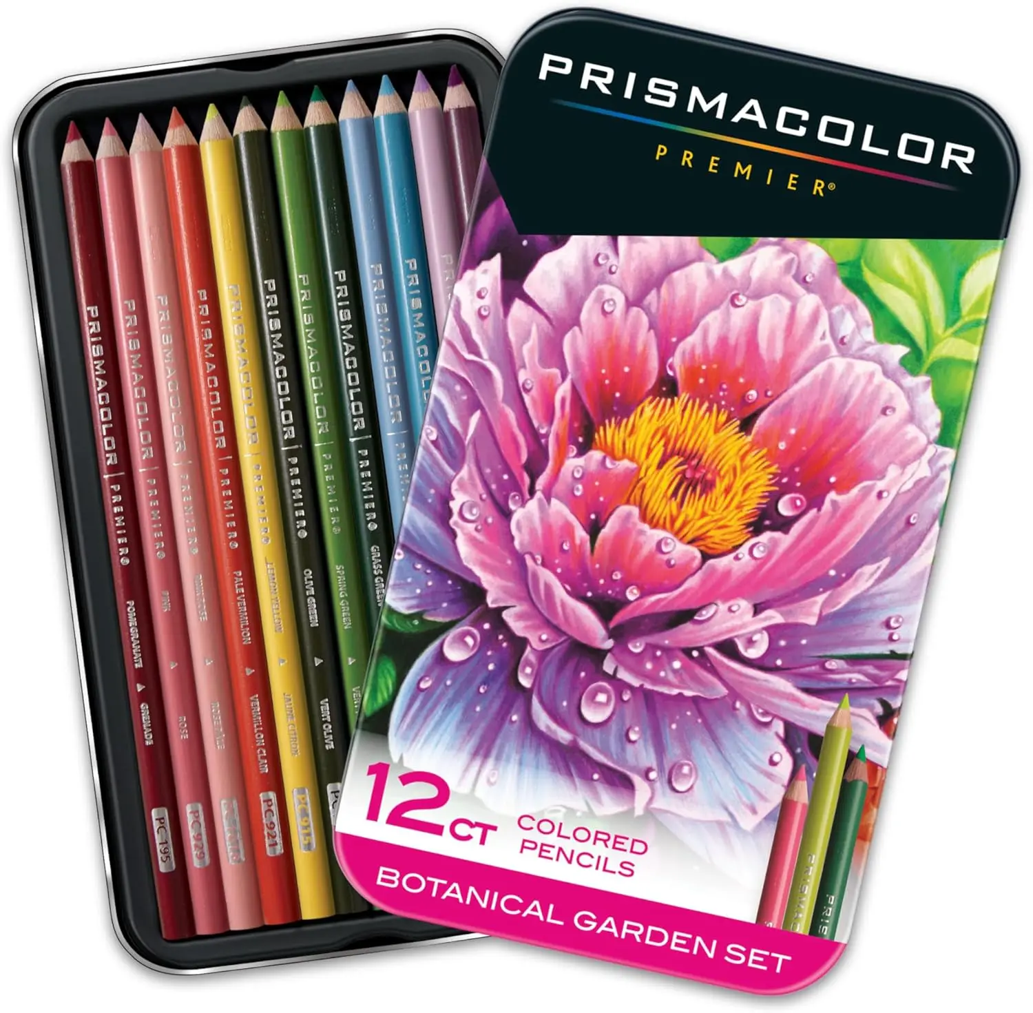 Prismacolor Botanical Garden Colored Pencils - 12 Count (Pack of 1), Thick Creamy Cores, Smooth Laydown, Hand-Selected Artist-Quality Pigments, Soft Core for Adult Coloring Enthusiasts, Artists, Intensely Colorful Designs, Rich Pigment