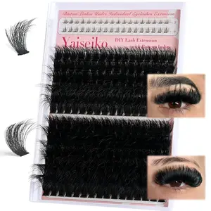 Pergear Fluffy Lash Clusters with Bottom Lashes 100D+200D Thick Eyelash Clusters 14-25mm Individual Mega Volume Lashes D Curl Cluster Eyelash Extensions DIY Lash Extension at Home, by (Plant Fiber)Quesear Makeup Cosmetic,By Currestear