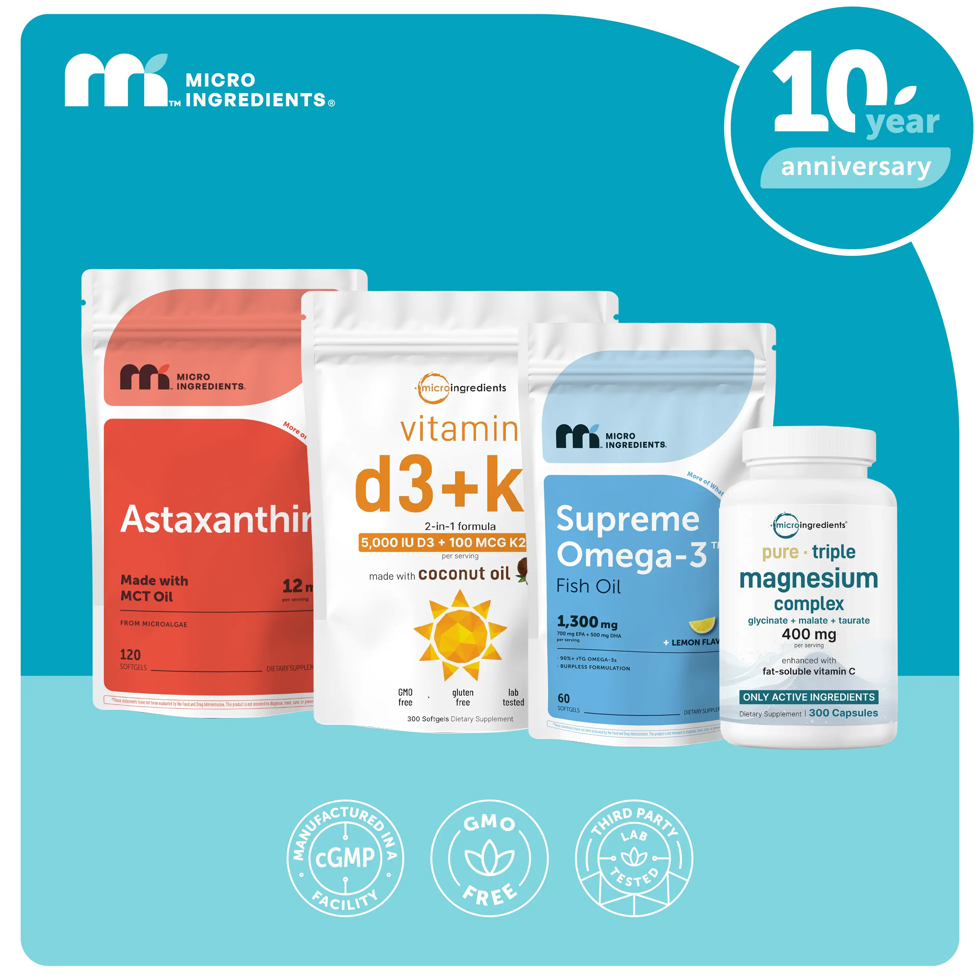Liz’s Choice: Triple Magnesium Complex 300 Capsules & Astaxanthin 120 Softgels & Supreme Omega-3 Fish Oil 60 Softgels & Vitamin D3 K2 5000IU with coconut oil 300 Softgels Liz’s Choice: Triple Magnesium Complex 300 Capsules & Astaxanthin 120 Softgels & Supreme Omega-3 Fish Oil 60 Softgels & Vitamin D3 K2 5000IU with coconut oil 300 Softgels