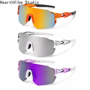 3 pairs of men's colorful one-piece film sunglasses, UV resistant and windproof outdoor sports glasses, suitable for cycling, running, hiking, fishing and outdoor activities