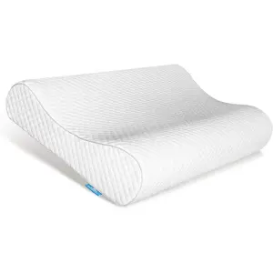 Ergonomic Memory Foam Pillow with Washable Zippered Soft Cover Contour Cervical pillows for Neck Pain and Side Sleeper Back Support Orthopedic Pillow, White