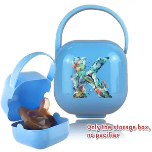 Baby Newborn Pacifier Box Infant Nipple Pacifier Container No Open Slot with Closure Attaches to Diaper Bag or Stroller BPA-Free Travel Pacifier Storage Case for Baby Care Supplies A-Z Fish Letter Pattern