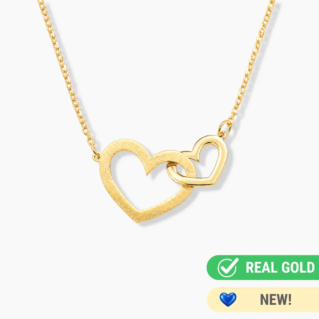 14K YELLOW GOLD INTERLOCKED HEARTS NECKLACE