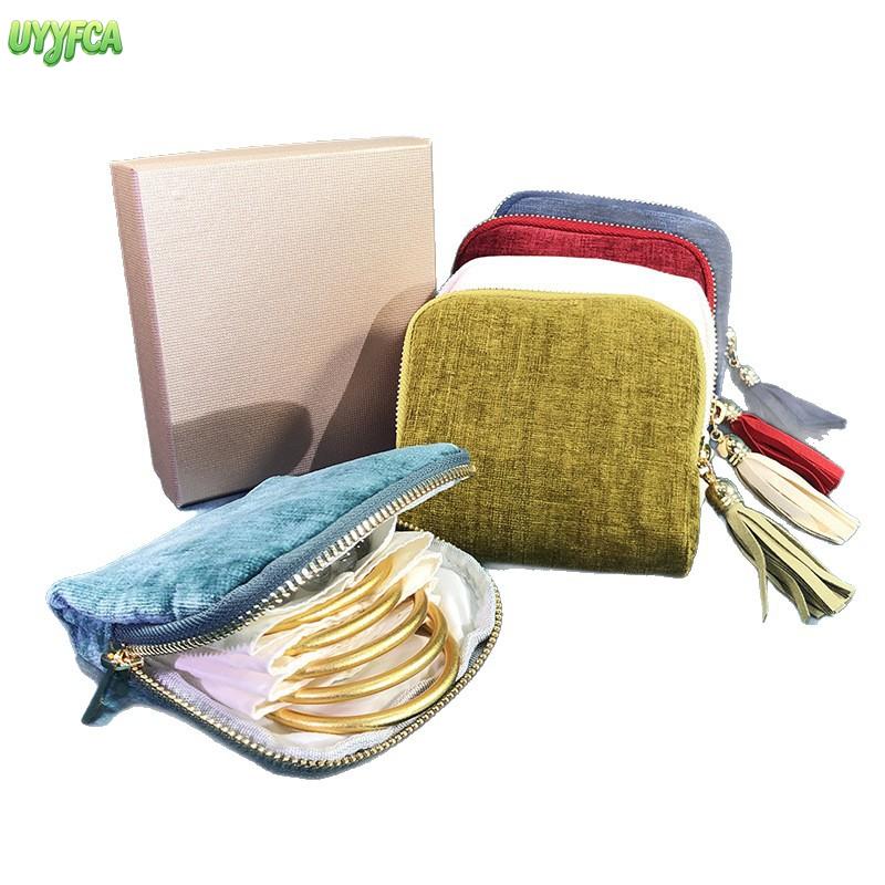 Women’s Tasseled Zippered Chenille Fabric Jewelry Pouch - Satin-Lined, Anti-Scratch, Travel-Ready Portable Storage Bag for Rings, Bracelets, Earrings, Necklaces, Ideal for Daily Carry, Holiday Gift, Accessory Organizer