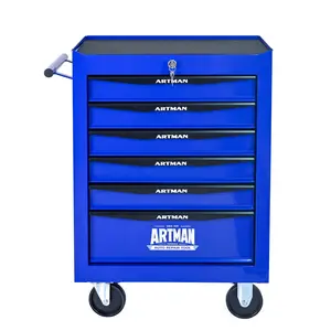 Rolling Metal Tool Chest with 6 Drawers, 20" 6-Drawer Tool Chest Cabinet with Ball Bearing Drawer Slides, Steel Tool Storage Box Organizer -BLACK&BLUE