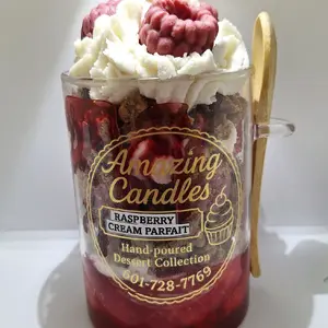 Raspberry Cream Parfait, Long-Lasting Home Fragrance Candle