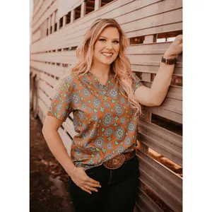 Turquoise Stone Scrub Top