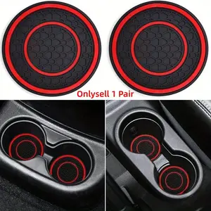 2Pcs Car Cup Holder Coasters, Anti-Slip Silicone Car Interior Pad, Dustproof Premium Rubber Central Control Mat, Automotive Accessories for Car Cup Holders