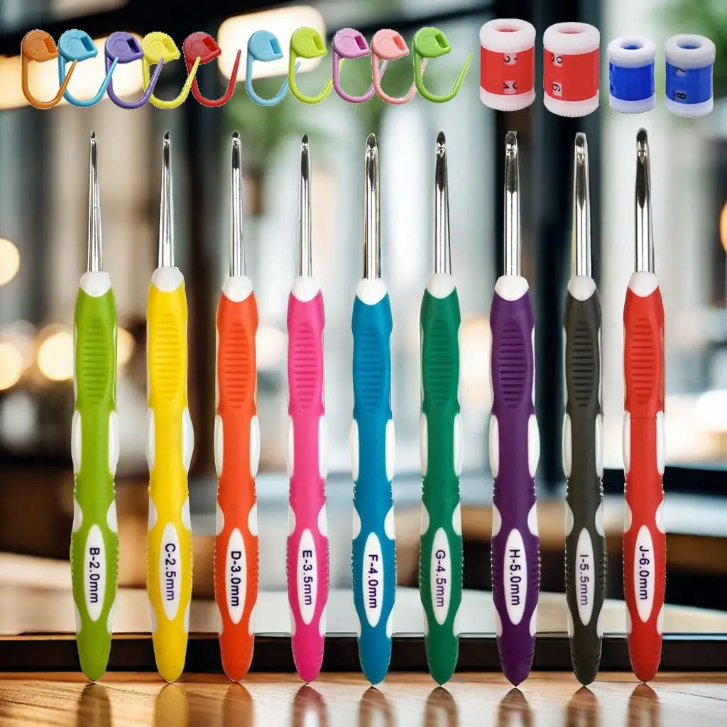 Crochet Hook Set, 1 Set Ergonomic Crochet Hooks with Optional Markers and Counters, DIY Crochet Supplies for Home & Knitting Shop, Sewing Supplies, Handmade Crafts