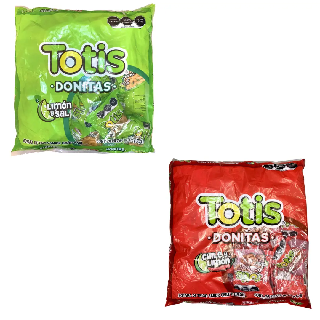 TOTIS DONITAS - BOTANAS DE TRIGO - 24 PIEZAS DE 13 GRAMOS C/U - PRODUCT OF MEXICO
