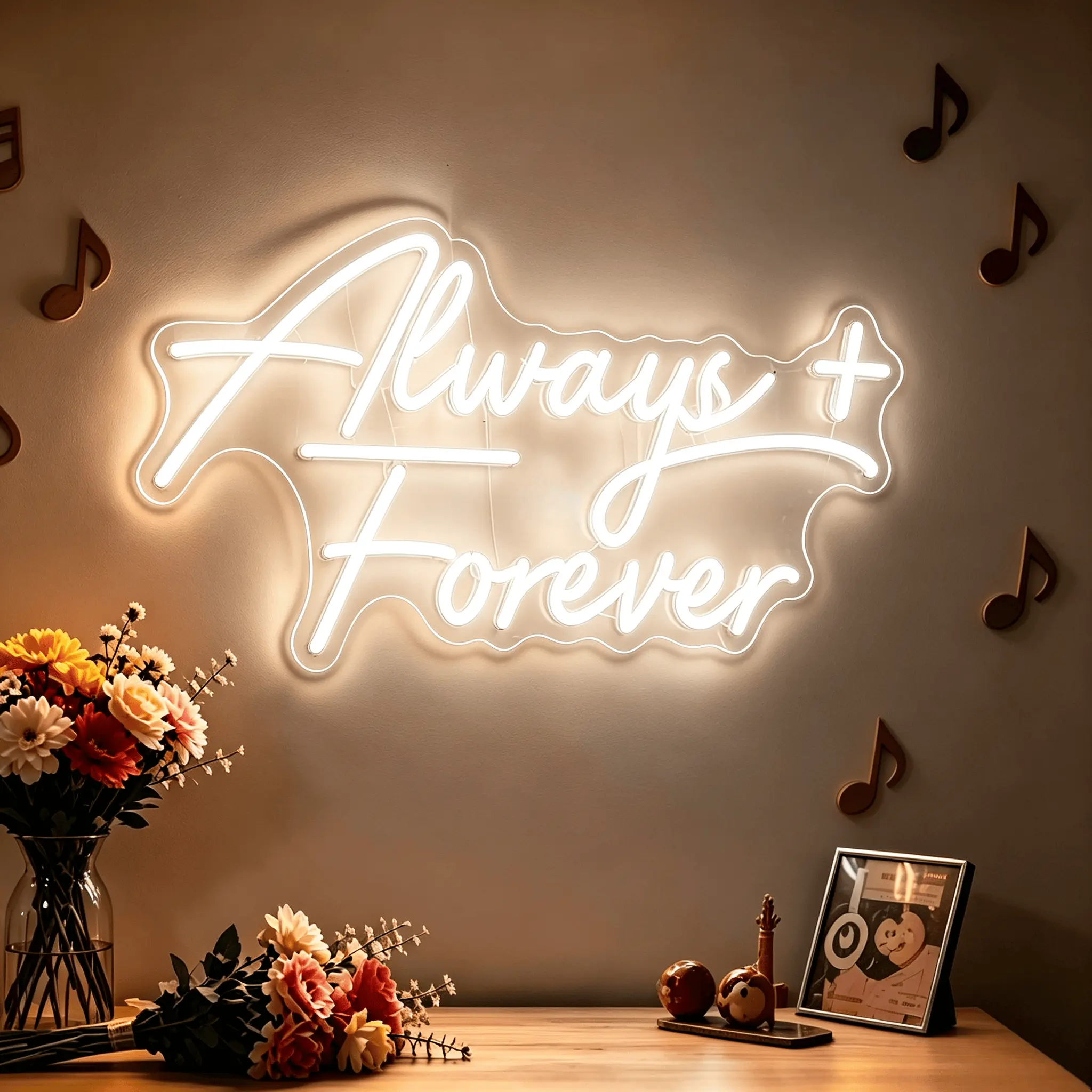 Always & Forever Neon Sign - White Dimmable USB-Powered LED Lights, Cozy Warm Glow, Easy-to-Hang Ceremony-Ready Light for Bridal Gift, Wedding Backdrop, Event Styling (Home & Festive Decor)