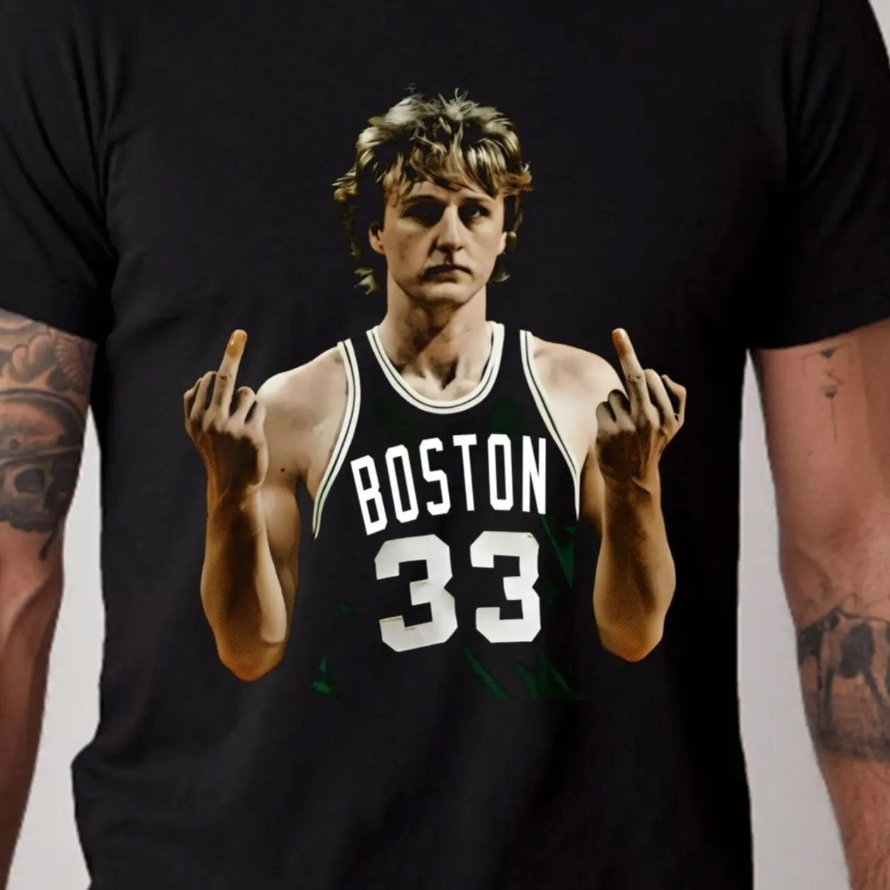 Larry Bird Celtics middle finger super soft unisex T-Shirt IM5