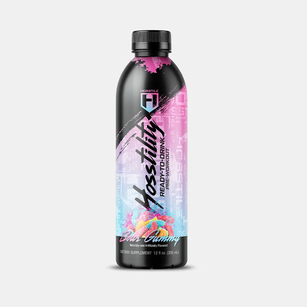 HOSSTILE Hosstility RTD Pre-Workout – Ready-to-Drink Pre Workout Sports Drink for Energy, Focus, Pump & Hydration, All-in-One Formula with L-Citrulline, Glycerol, and Caffeine for Performance, 1 Serving (Single Bottle)