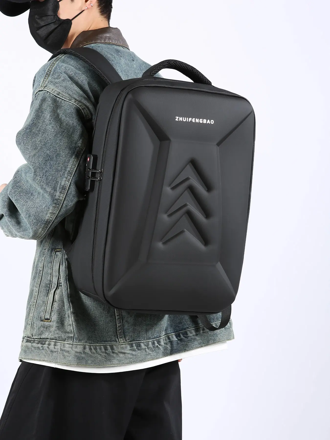 1pc Men's Casual Travel Durable backpack password lock solid color Lightweight casual daypack hard shell material anti pressure, anti drop, anti splash multifunctional suitable for daily commuting, student school short distance travel men's backpack