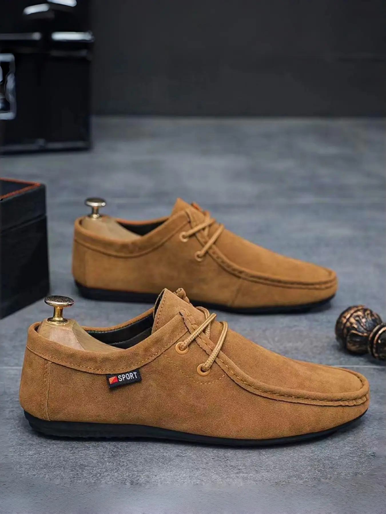 Men's Vintage British Style Loafers, Casual Comfortable Soft Sole Flat Fisherman Shoes, Low Top Laced Daily Commute Driving Shoes