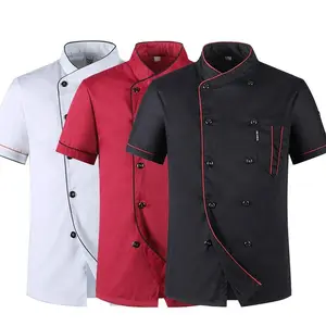 Chef Jacket Men Women Short Sleeve Shirt Kitchen Cook Coat Restaurant Waiter Uniforms