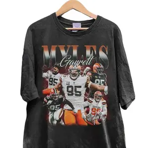 Vintage 90s Graphic Style Myles Garrett T-Shirt, Myles Garrett Shirt, Cleveland Football Shirt