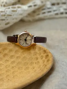 Women's Elegant Round Dial Quartz Watch, Vintage Casual Analog Watch for Women & Girls, Trendy Watch for Birthday Gift