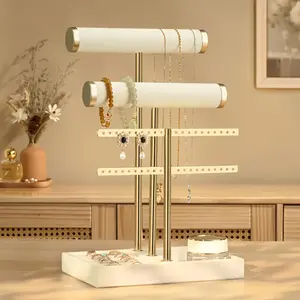 Luxury Jewelry Storage Display Stand, Multi Tier Design in Black Gold and White Gold Colors, Organized Holder for Necklaces Bracelets Earrings, Perfect for Home Desk Storage Shop Display Party Decor and Gifts, Decorative Organizer