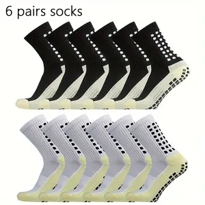 6 Pairs Outdoor Professional Silicone Non-slip Thick Breathable Sports Football Socks