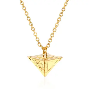 2025 New Personalized and fashionable hip-hop style stainless steel millennium artifact inverted pyramid pendant necklace