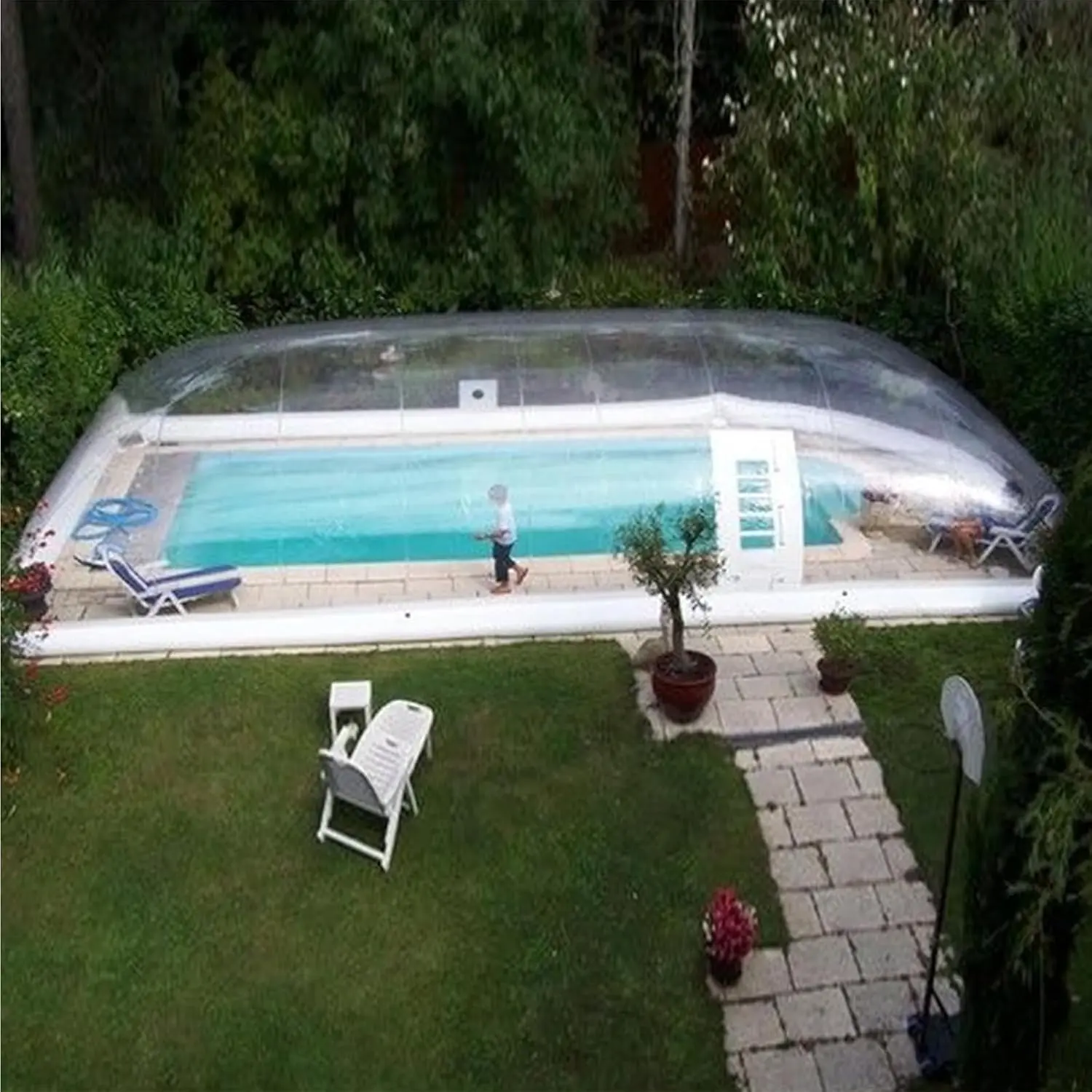Outdoor Commercial Transparent Inflatable Pool Cover Dome Tent for Above Ground Swimming Pool, Entertainment Park Water Park Bubble Enclosure,6 * 3 * 3m
