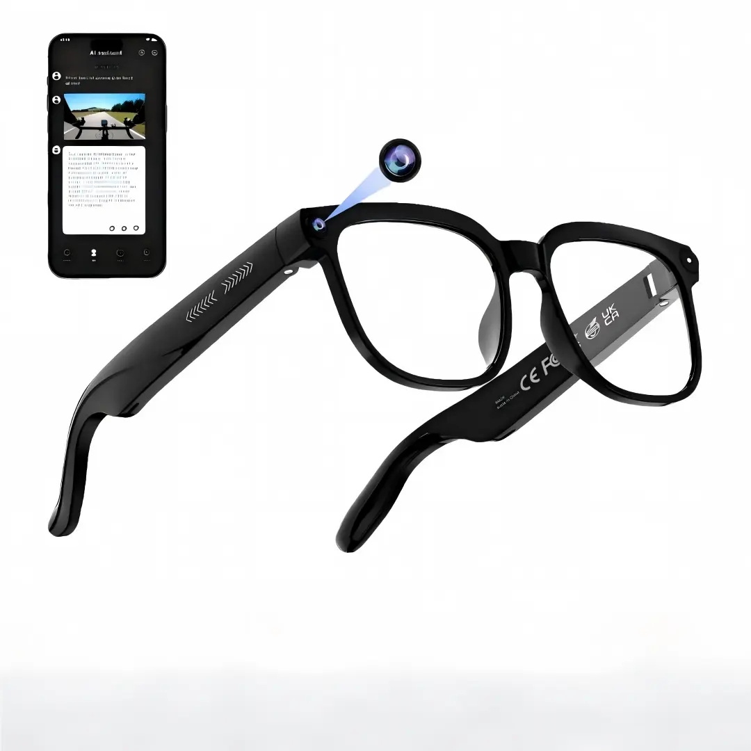 Smart AI Camera Glasses - Recording Glasses, 8MP HD Video, Hands-Free Photography, 160+ Languages Real-Time Translation, Bluetooth Wireless, UV Protection, Smartphone Compatible, Built-In Earbuds, for Travel & Outdoor Use, Ai With Camera Smart Glasses Sun