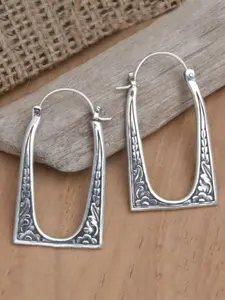 Vintage Craftsman Carved Floral Embossed Hoop Earrings, Lightweight Chunky Hoops Earring, Boho Style Earrings for Women, Fashion Jewelry for Party, Daily Decor