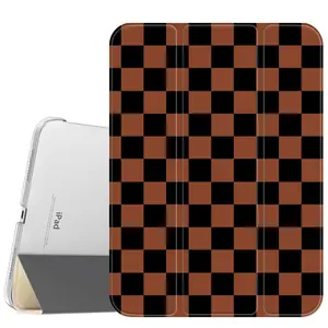 Black And Brown Plaid For Men Case for iPad A16 2025 / iPad air 6/ iPad mini 6, Slim Stand Cover with Soft Translucent Frosted Back Pencil Slot, for Samsung Galaxy Tab S9 Tablet Cases, Accessories, Holder