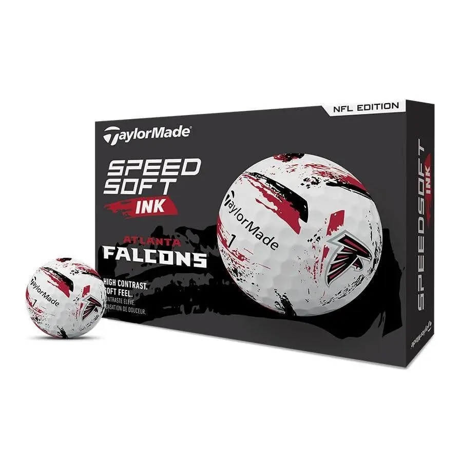 Taylormade Golfequipment, SpeedSoft Ink NFL Team Logo Golf Balls with Sub-50 Compression, Enhanced PWRCORE Distance and Ultimate Feel, Golf Gear, Control, Enhanced Distance