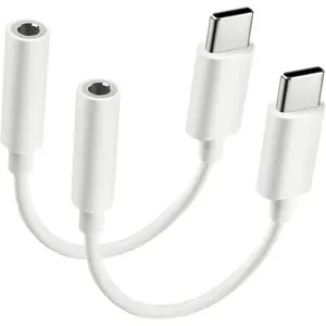 USB Type C to 3.5mm Female Headphone Jack Adapter, 2-Pack USB C to Aux Audio Dongle  Cord Compatible with  16/15 Plus/Pro/Pro Max, iPad Pro, Pixel MacBook  Galaxy S24/S23/S22 Ultra