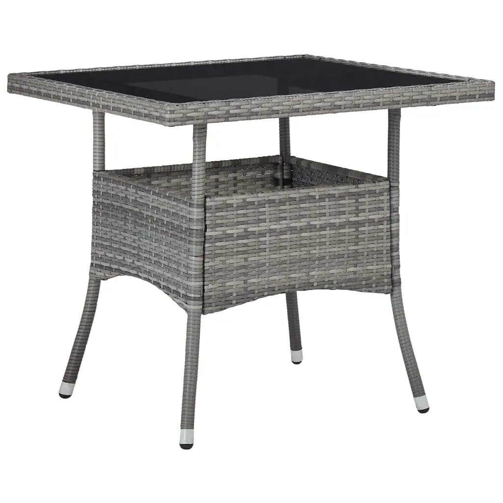 vidaXL Outdoor Dining Table Garden Porch Patio Table with Glass Top PE Rattan 3003551