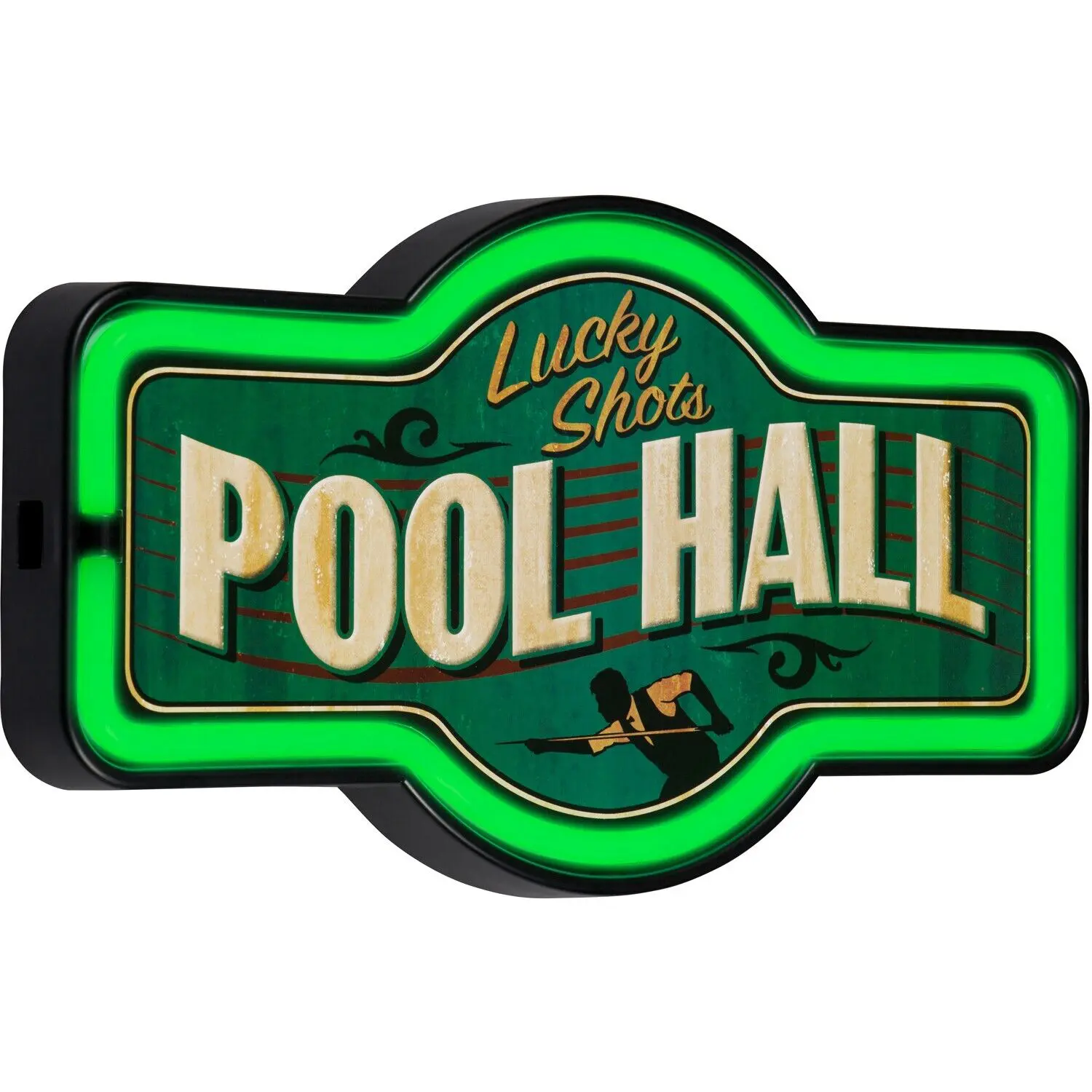 Marquee-Shaped LED Neon Lucky Shots Pool Hall Rope Sign, Vintage Decor for Home Bar Game Room, Indoor Decorative Neon Light Sign with Gift Box, Indoor Decorative Light